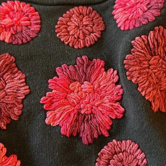Anthropologie MAEVE Floral Embroidered Black/ Reds Sweatshirt Size Small - Picture 6 of 8